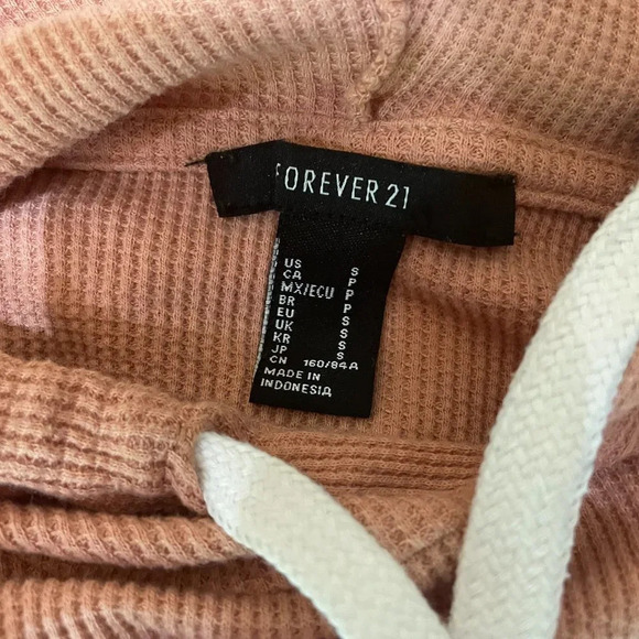 FOREVER 21 Waffle Knit Cropped Hoodie - small - Picture 3 of 4